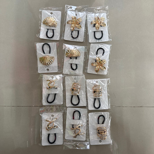 Golden Metal Hair Tie (12Pcs) - UBKWS1060