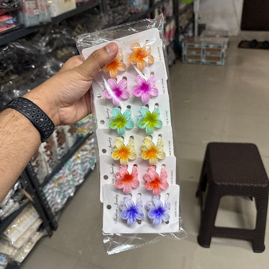 Mini Glossy Flower Hair Claw Set - UBKWS1180