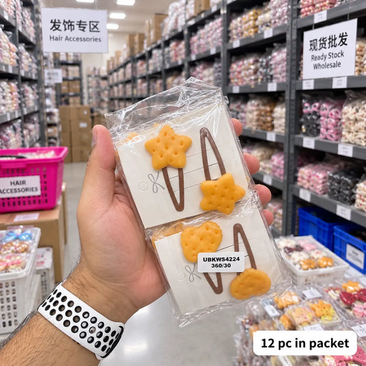 Korean cookies hair pins (1Dz) - UBKWS4224