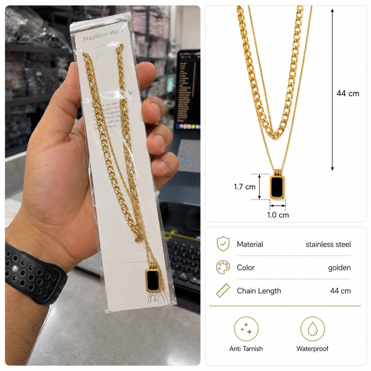 Korean double layered Necklace (1Pc) - UBKWS3009