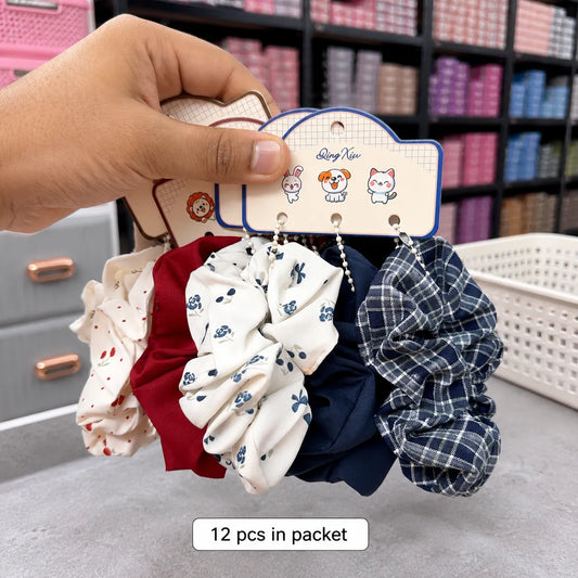 Printed premium hair scrunchies (1Dz) - UBKWS4080
