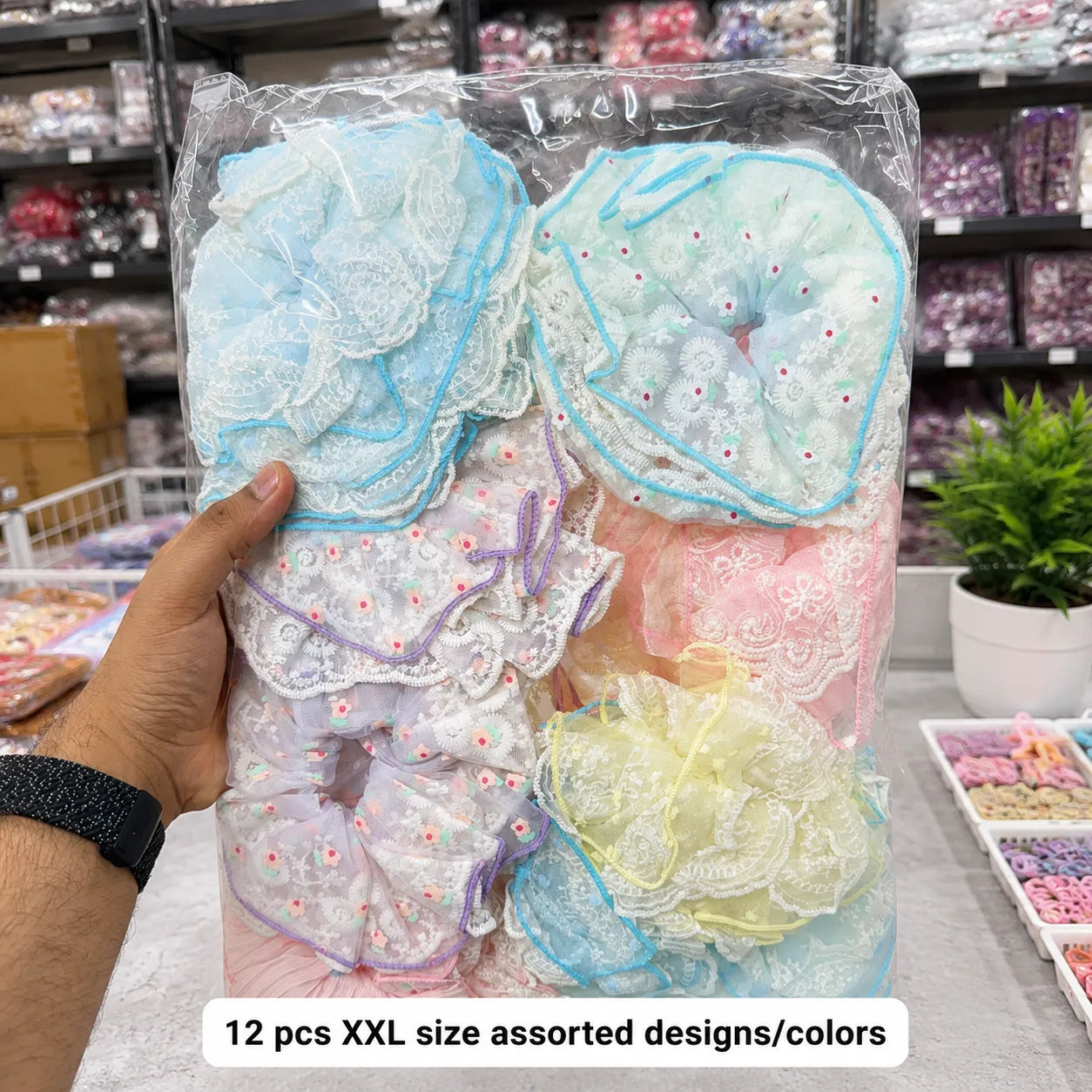 Korean XXL hair scrunchies (1Dz) - UBKWS2873