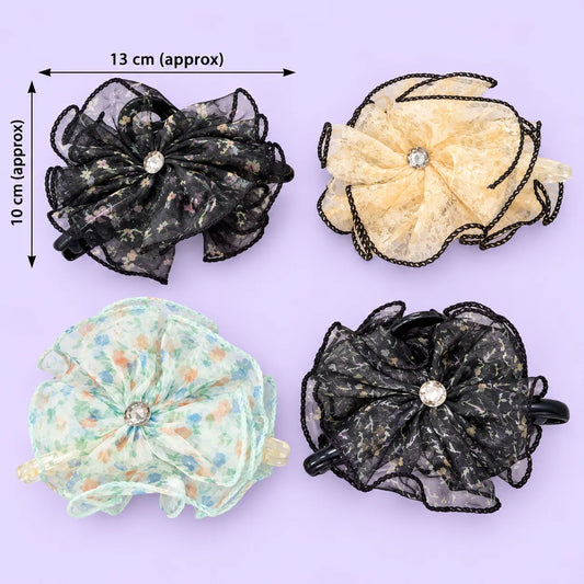 XL Organza Floral Hair Claw Clip (1Dz) – UBKWS4294