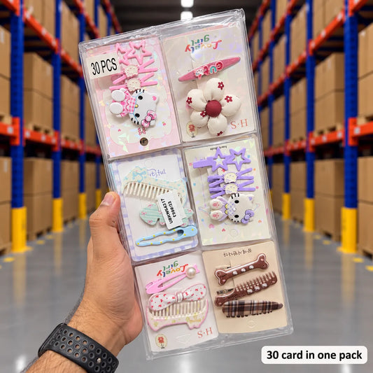 3 pc Korean assorted hair pins (30 card) - UBKWS4317