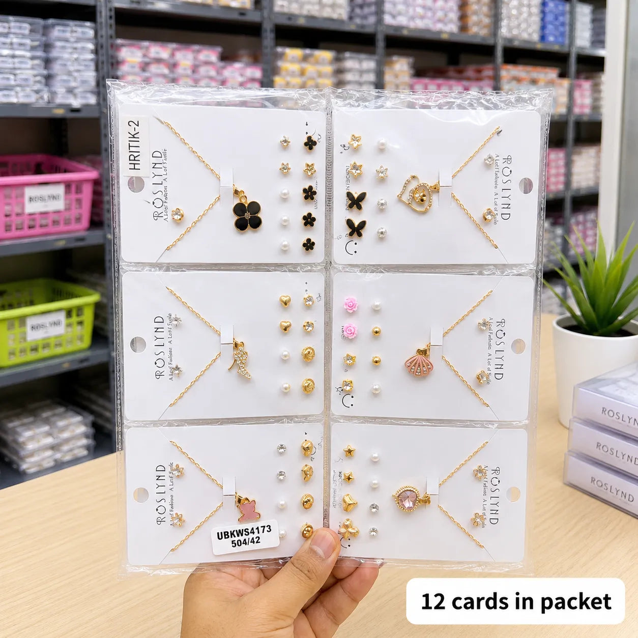Korean earrings & necklace set (1Dz) - UBKWS4173