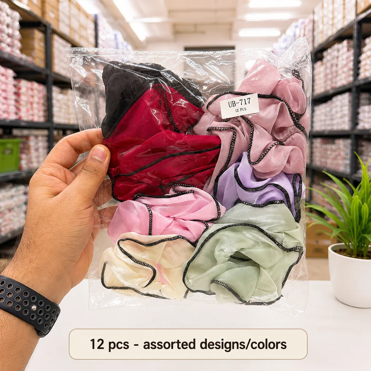 Mesh hair scrunchies (1Dz) - UBKWS2943