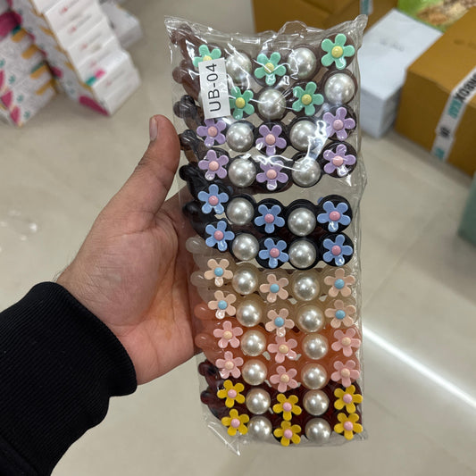 Pearl Flower Banana Clip (12 Pcs) - UBKWS1089