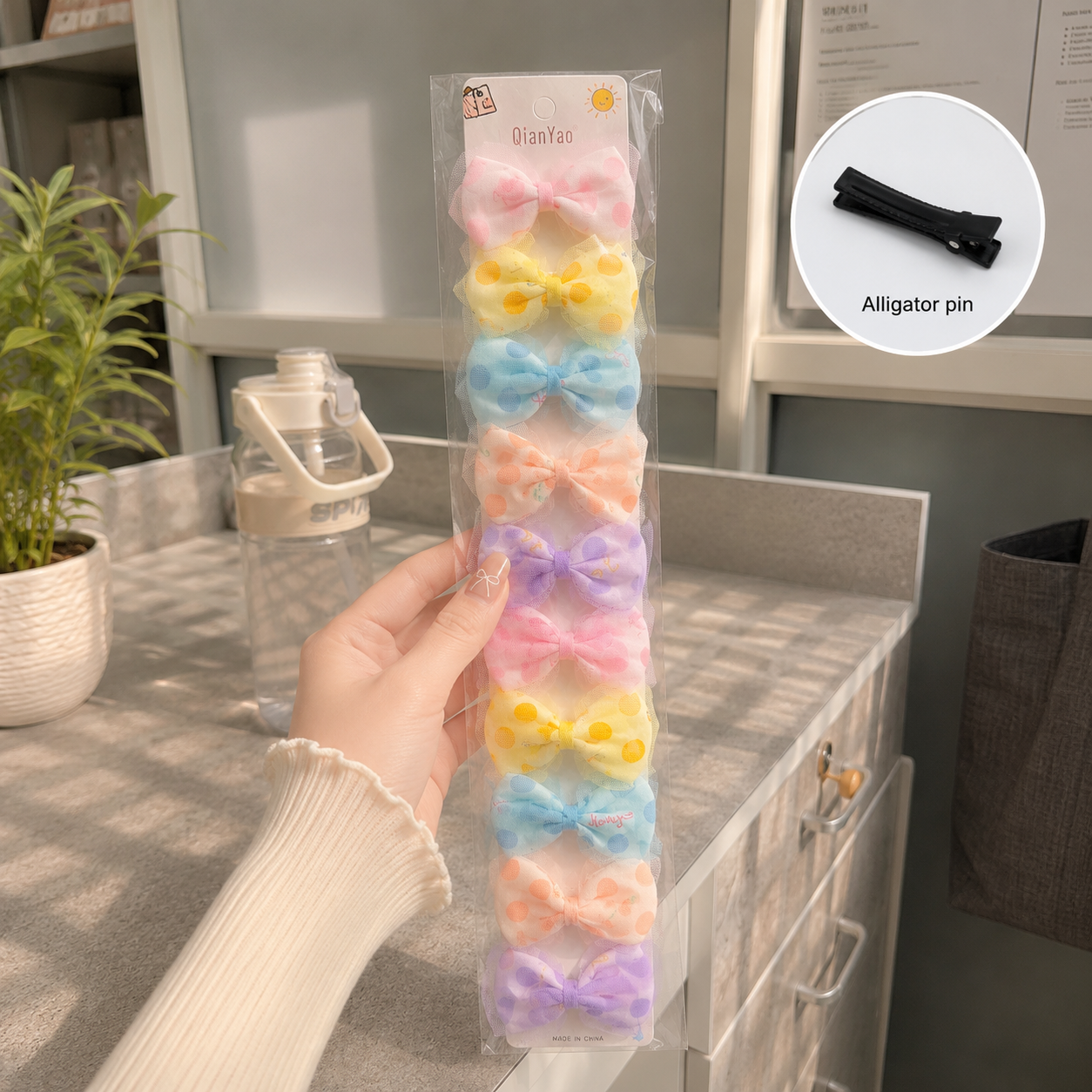 Printed hair bow (10 Pcs) - UBKWS2912