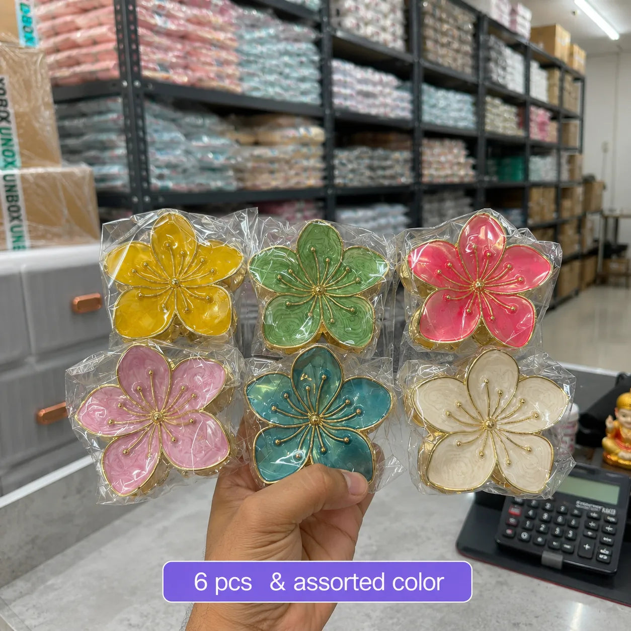 XL Premium flower metal hair claw (6Pcs) - UBKWS2804