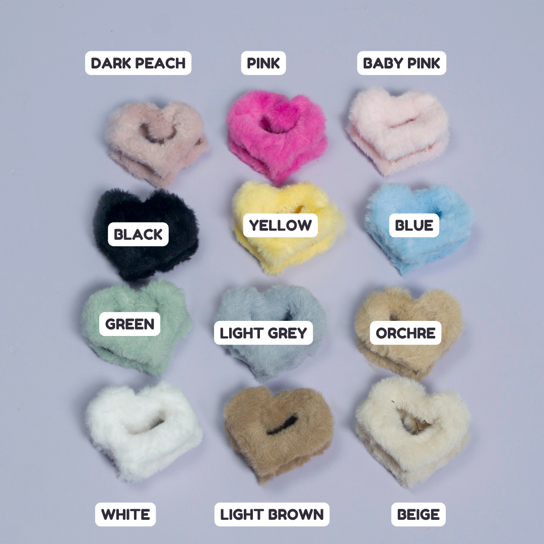 Heart Shape Fur Hair Claw (12Pcs) - UBKWS1098