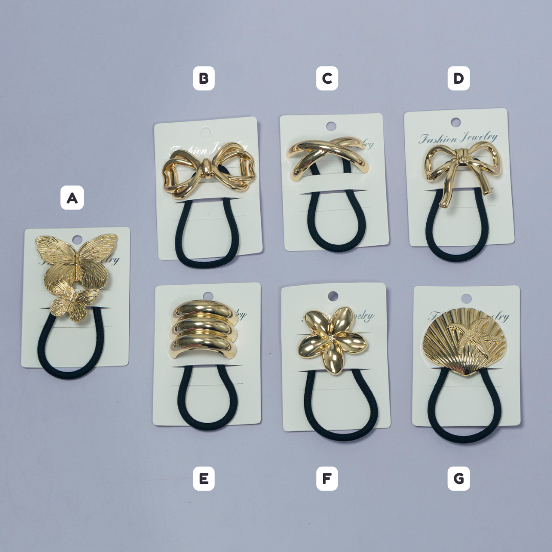 Golden Metal Hair Tie (12Pcs) - UBKWS1060