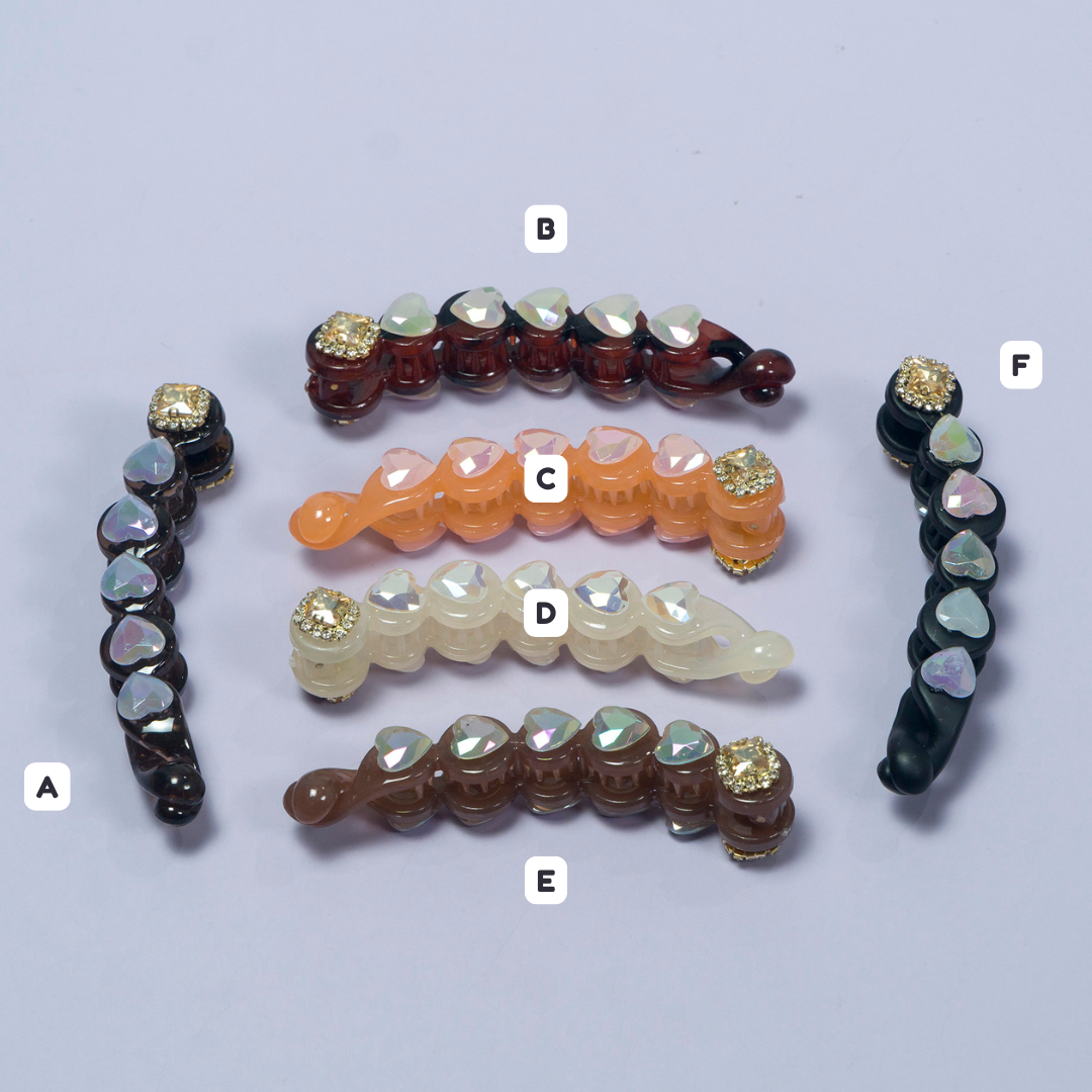 Shiny Charm Banana Clip (12Pcs) - UKWS1093