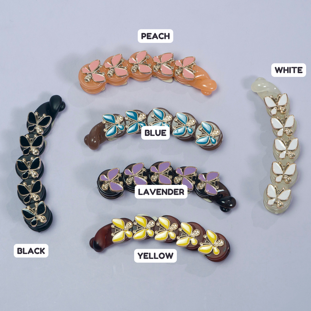 Butterfly Charm Banana Clip (12Pcs) - UBKWS1094
