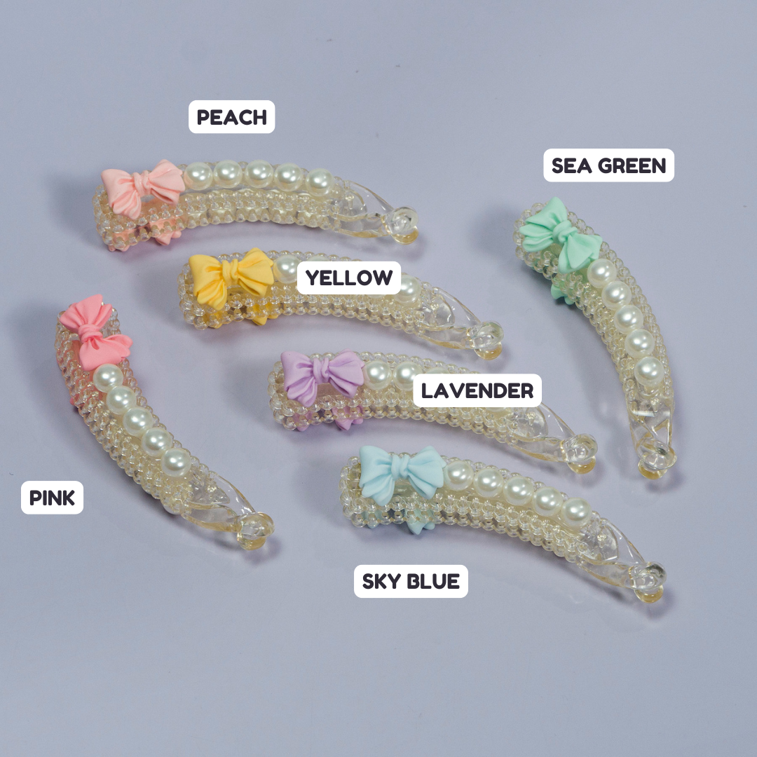 Bow Pearl Banana Clip (12 Pcs) - UBKWS1095