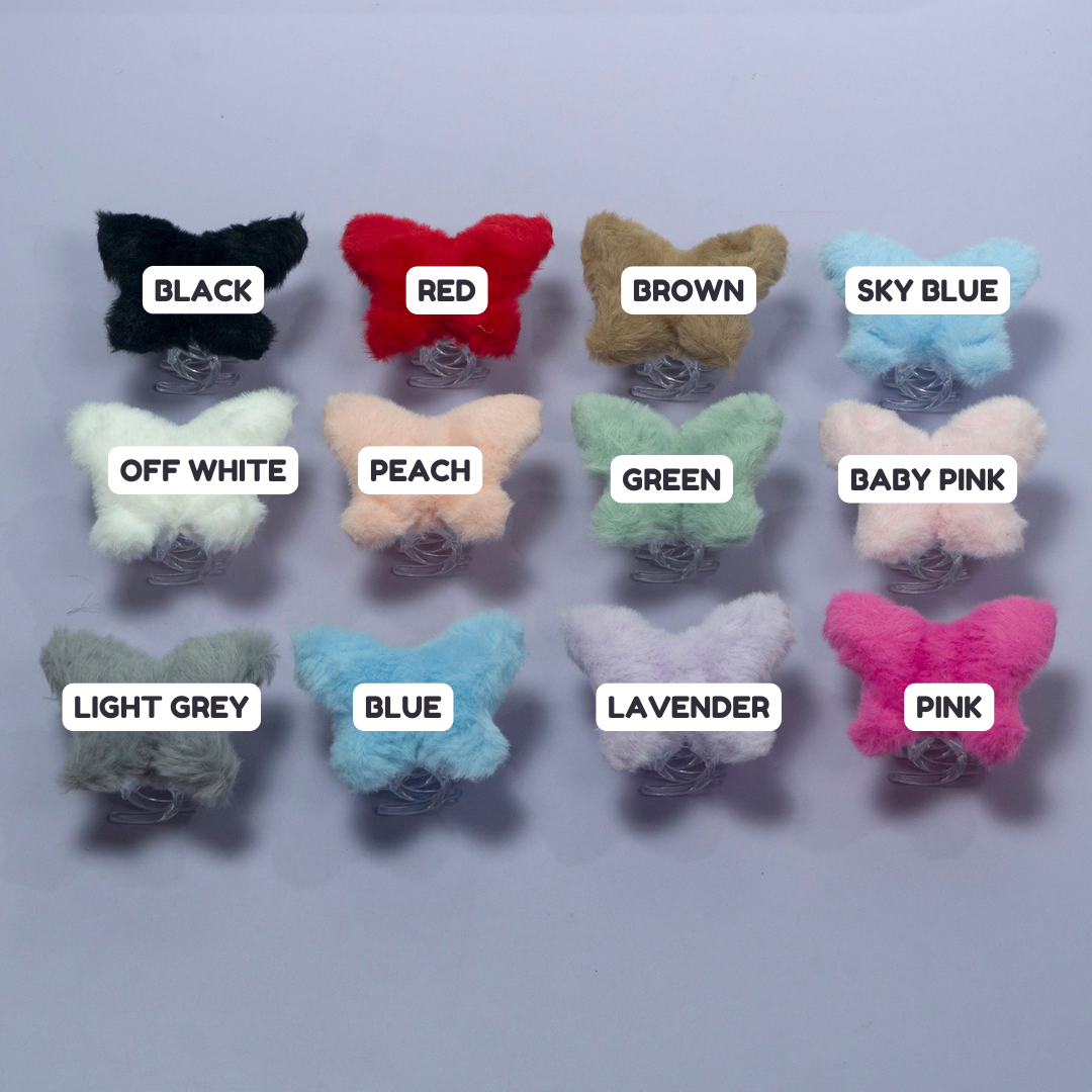 Butterfly Fur Hair Claw (12 Pcs) - UBKWS1097