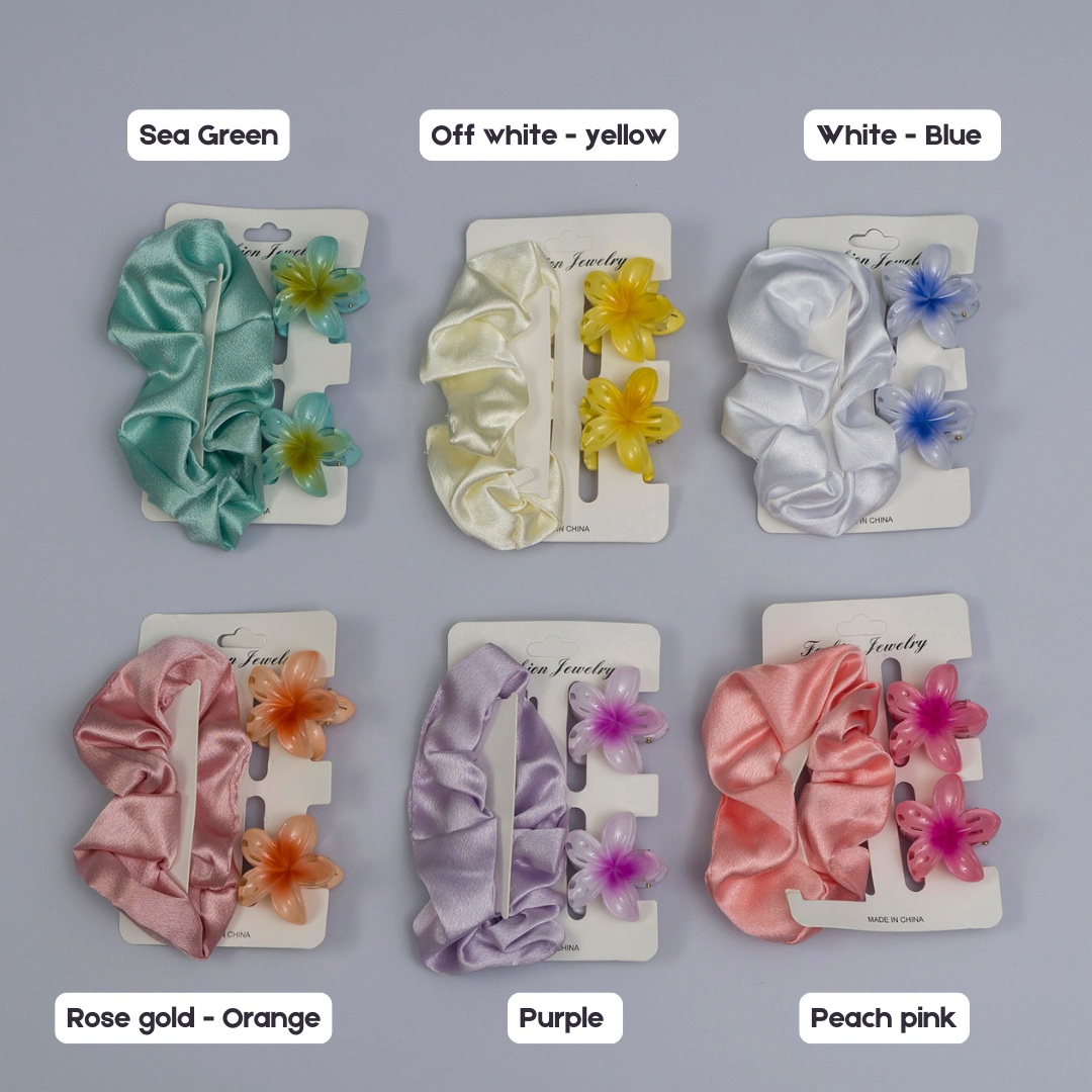 Scrunchies + 2 Mini Claws (12 Sets) - UBKWS1030