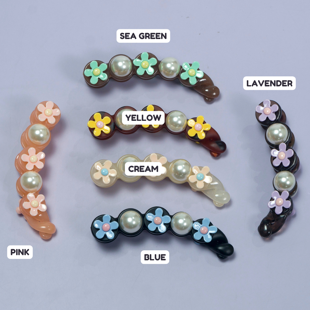 Pearl Flower Banana Clip (12 Pcs) - UBKWS1089