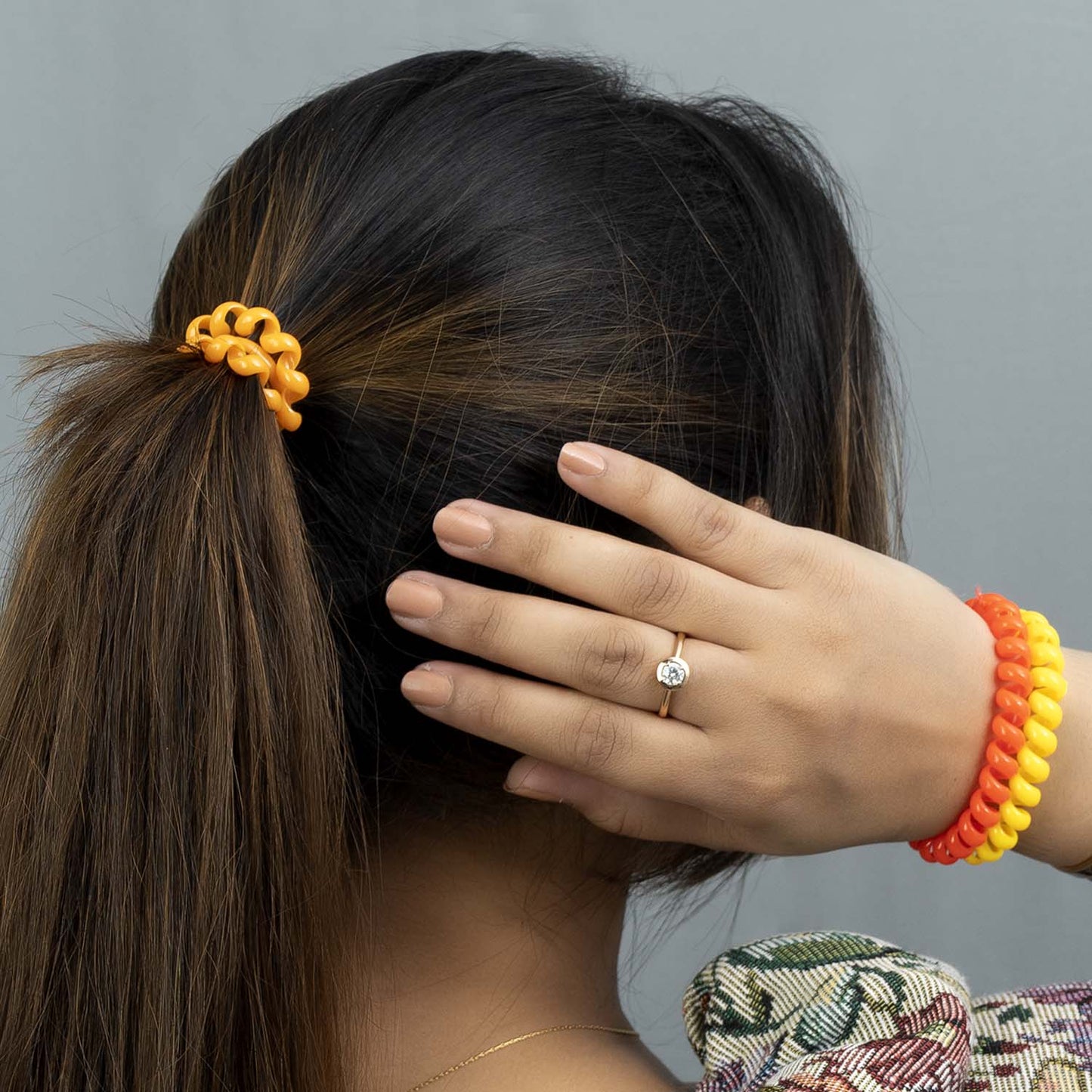 Glossy Spiral Hair Rubber Band ( Set of 5 ) - UBK2641 - Unboxkar.in