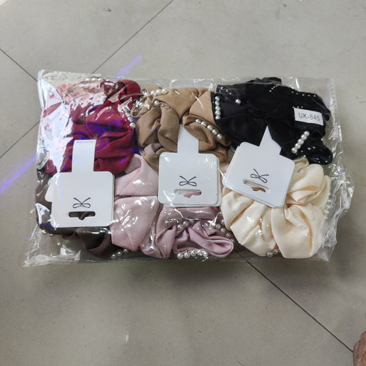 Pearl Satin Hair Scrunchie (1Dz) - UBKWS2284