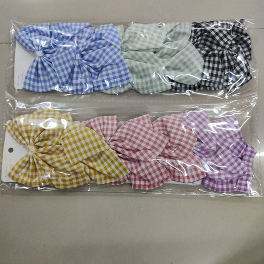 Gingham Check Bow Hair Clip (1Dz) -UBKWS2237