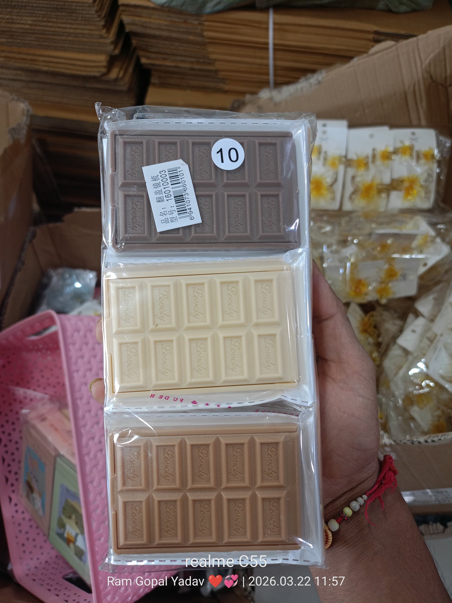 Chocolate Bar Folding Pocket Mirror with Comb (12Pcs) - UBKWS1156