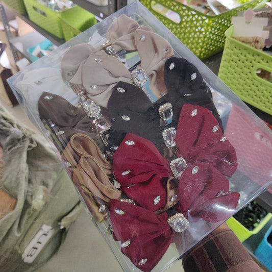 Crystal Drop Bow Hair Clip (6Pcs) - UBKWS2239