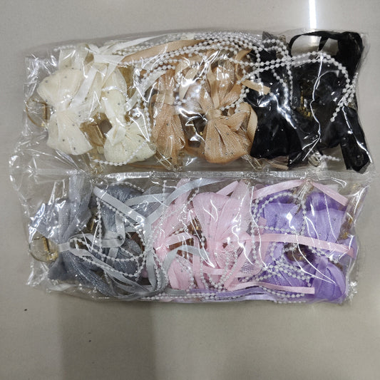 Luxury Organza Bow Hair Claw with Pearl Tassels (1Dz) - UBKWS2177