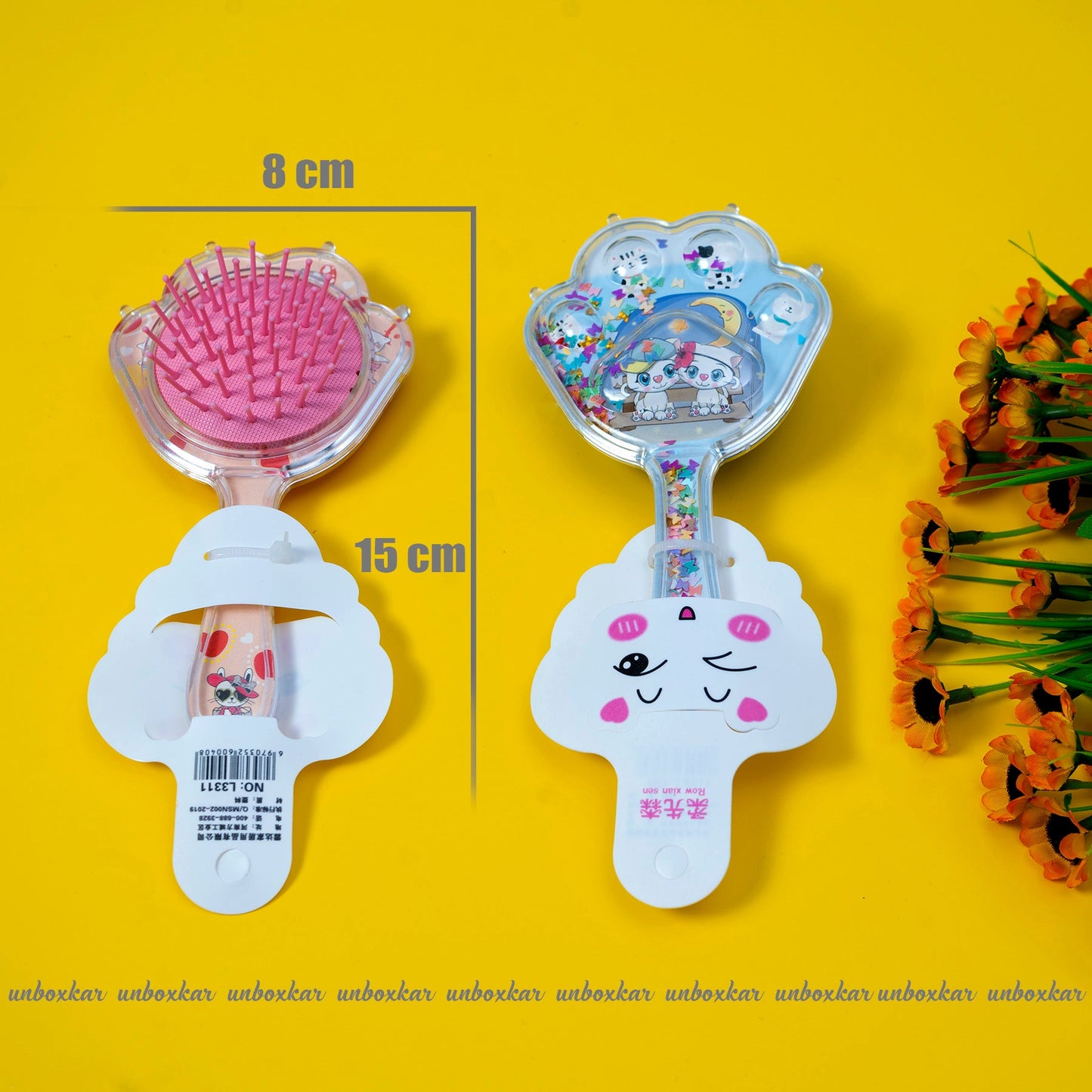 Paws Glitter mini Hair Brush ( Pack of 12 )- UBKWS431