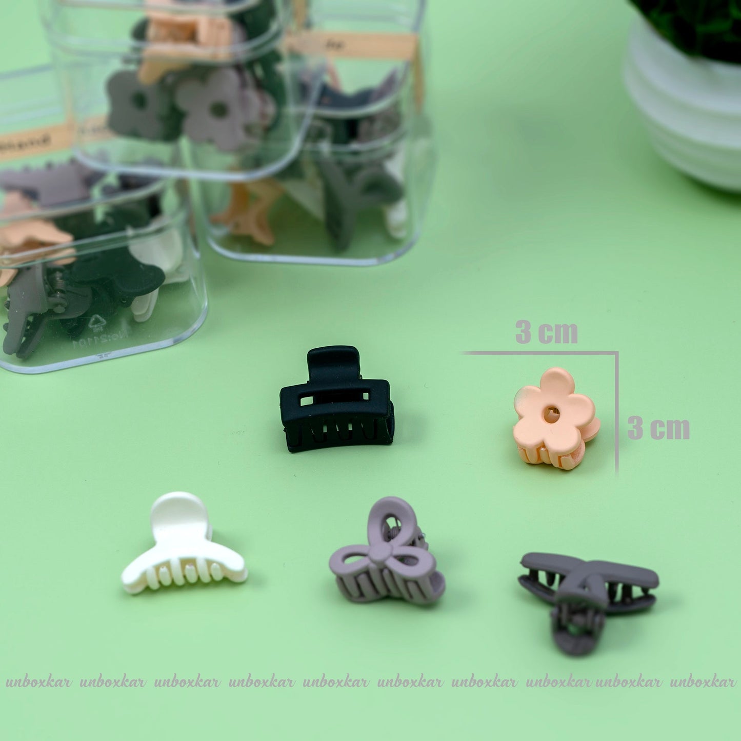 Matt Mini Hair Claw Box ( Pack of 12 ) - UBKWS436