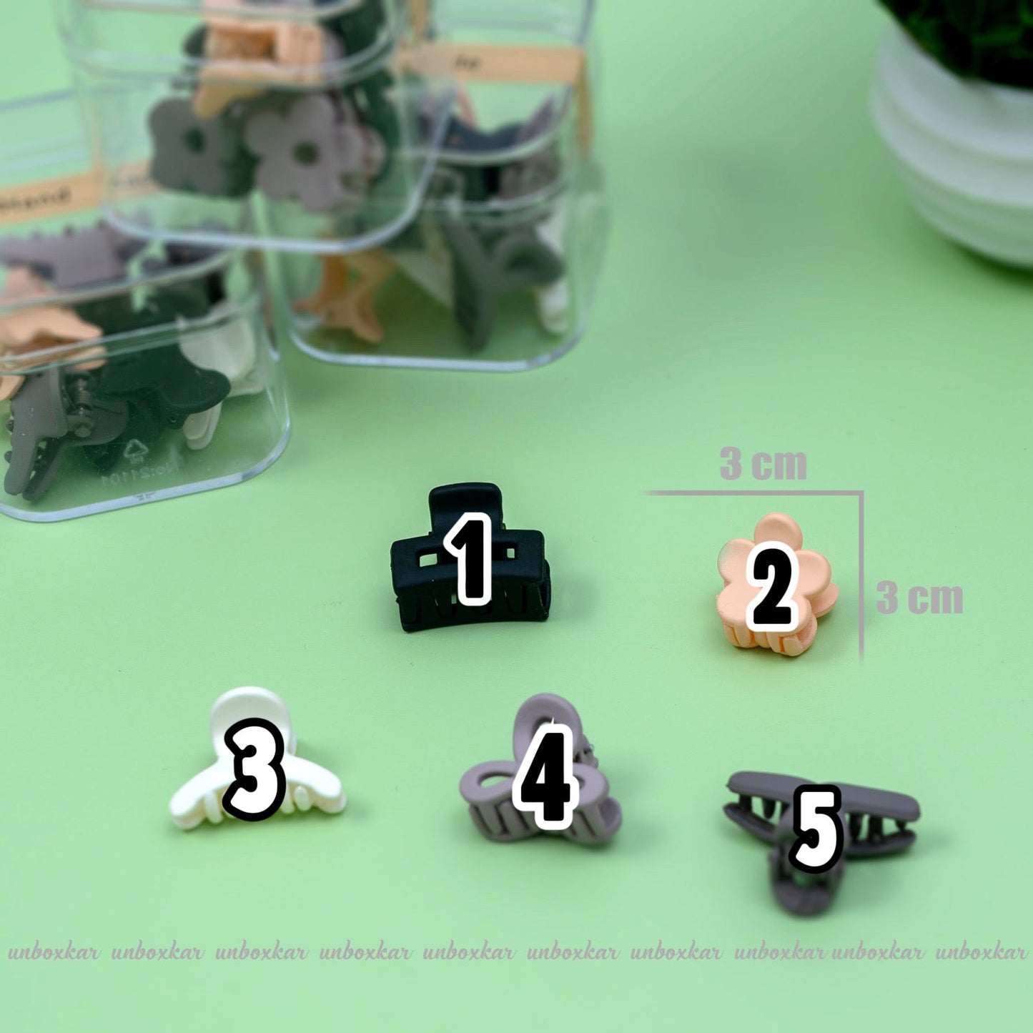 Matt Mini Hair Claw Box ( Pack of 12 ) - UBKWS436