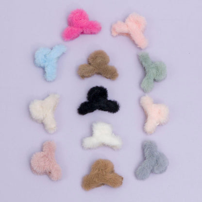 Korean Style Mini Fur Hair Claw (12 Pcs) - UBKWS961