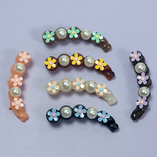Pearl Flower Banana Clip (12 Pcs) - UBKWS1089