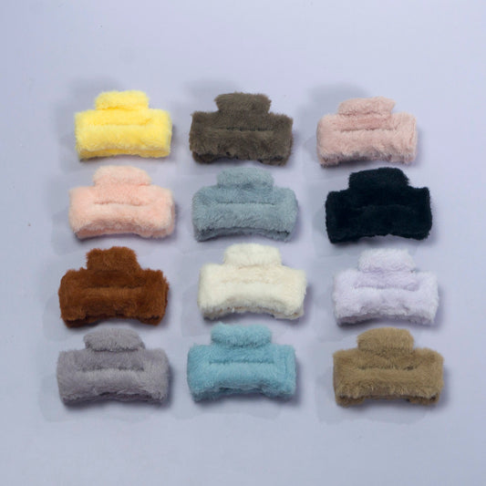 Rectangular Fur Hair Claw (12 Pcs) - UBKWS1096