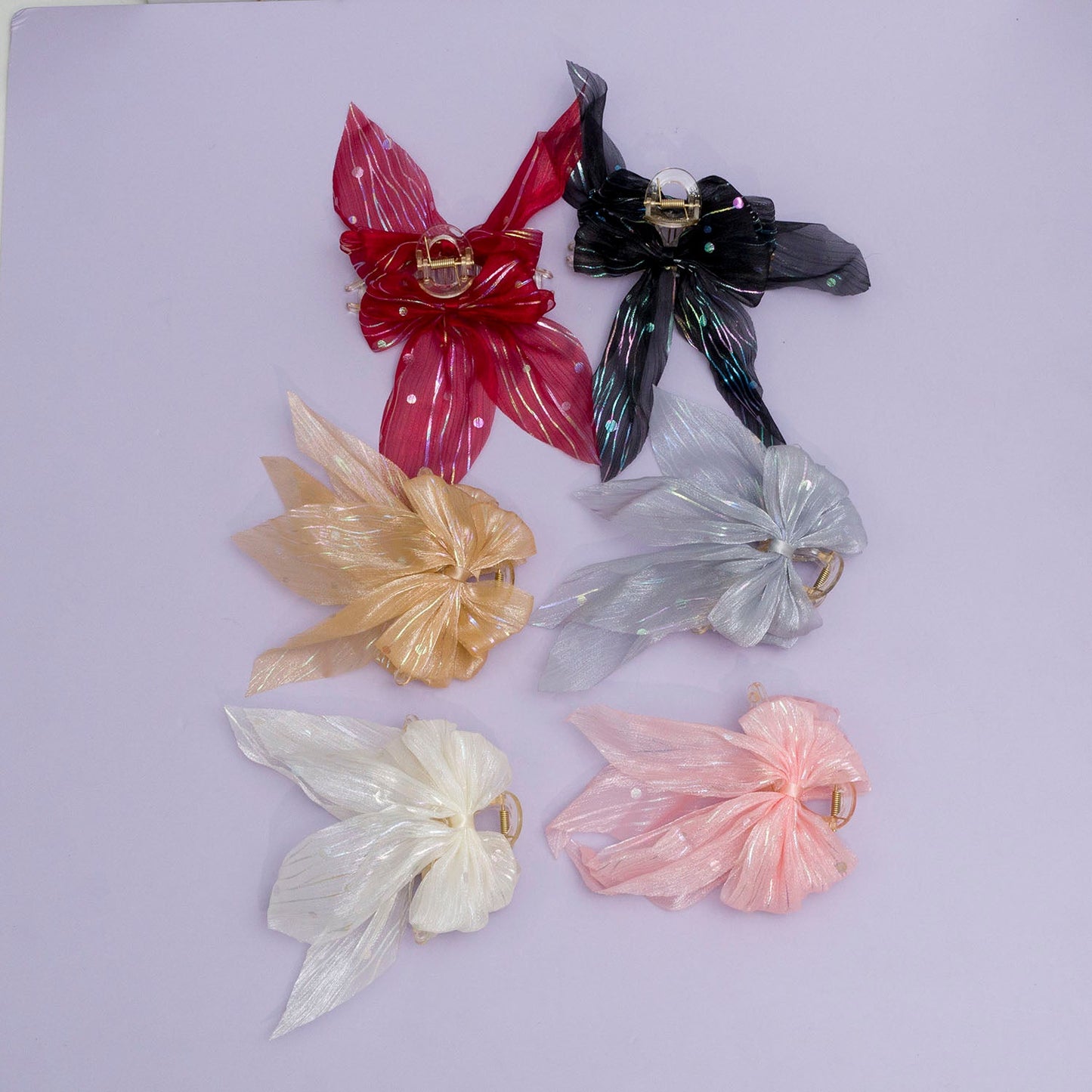 Shimmer Bow Hair Claw (12 Pcs) - UBKWS969