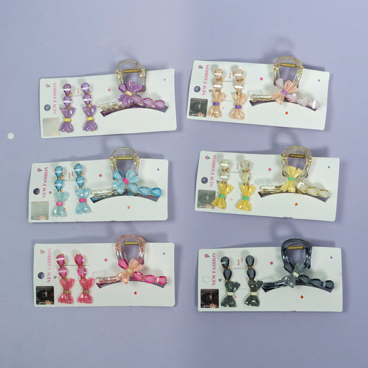 Stone & Charm Hair Claw + 2 Pins (12 Sets) - UBKWS1100