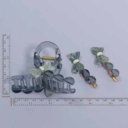 Stone & Charm Hair Claw + 2 Pins (12 Sets) - UBKWS1100