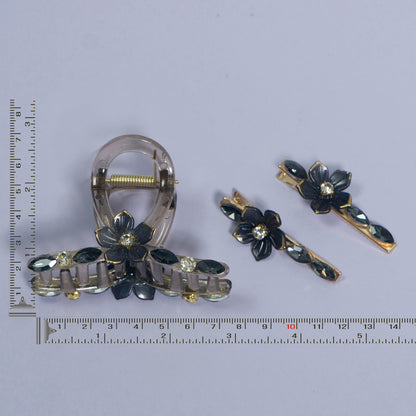 Stone & Charm Hair Claw + 2 Pins (12 Sets) - UBKWS1101