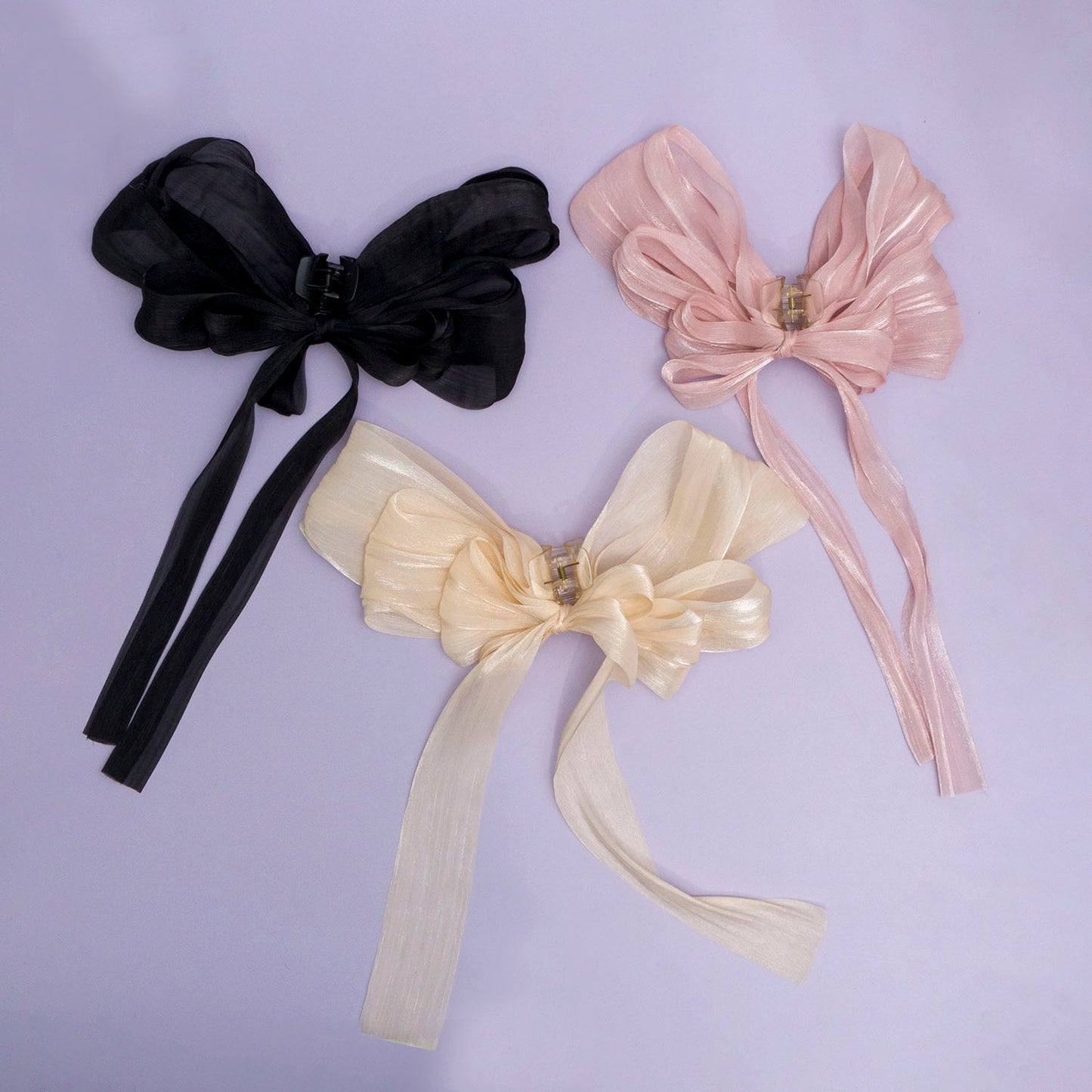 XL Shimmer Bow Hair Claw (Pack of 12) - UBKWS975