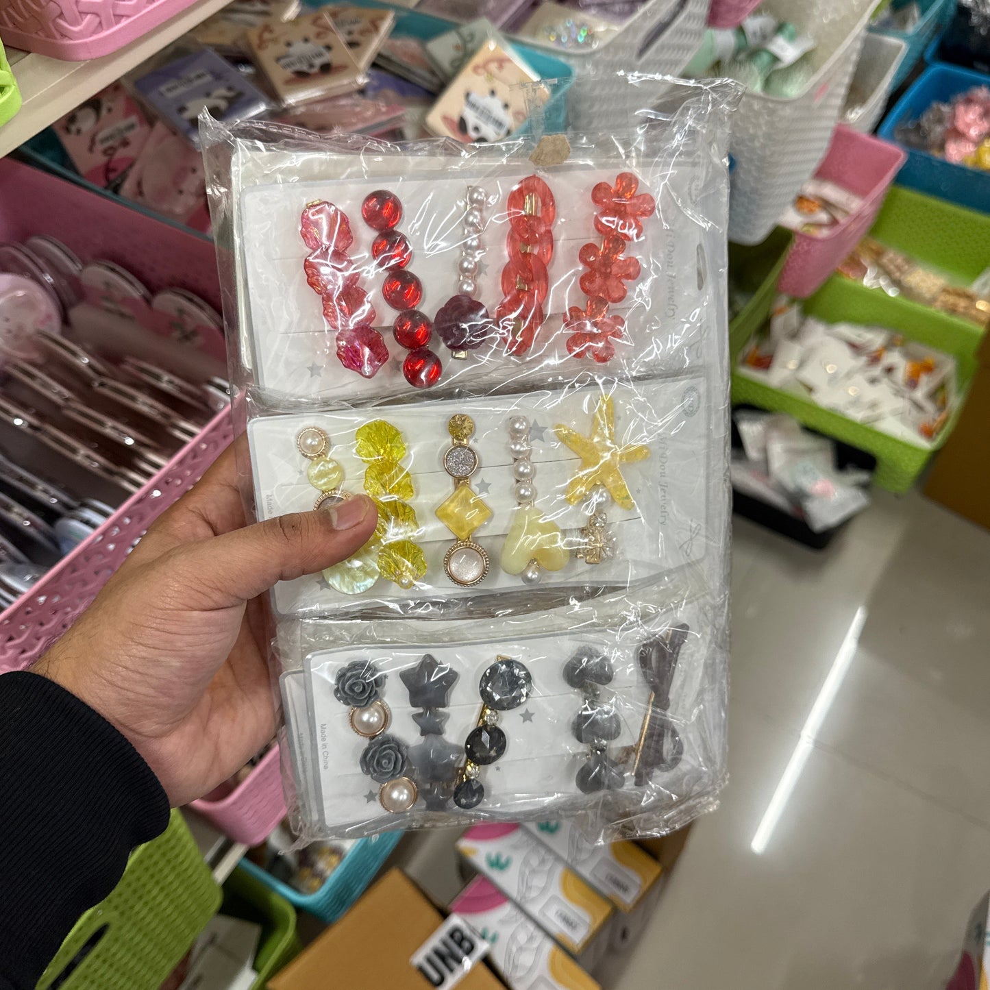 Trendy Pearl & Charm Hair Pin Set (12Sets) - UBKWS1183