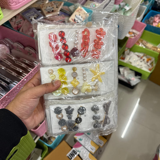 Trendy Pearl & Charm Hair Pin Set (12Sets) - UBKWS1183