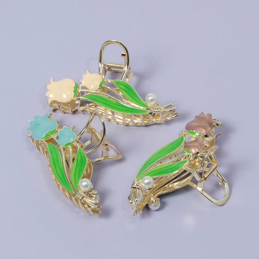 Tulip Pearl Metal Hair Clip (12Pcs) - UBKWS1242