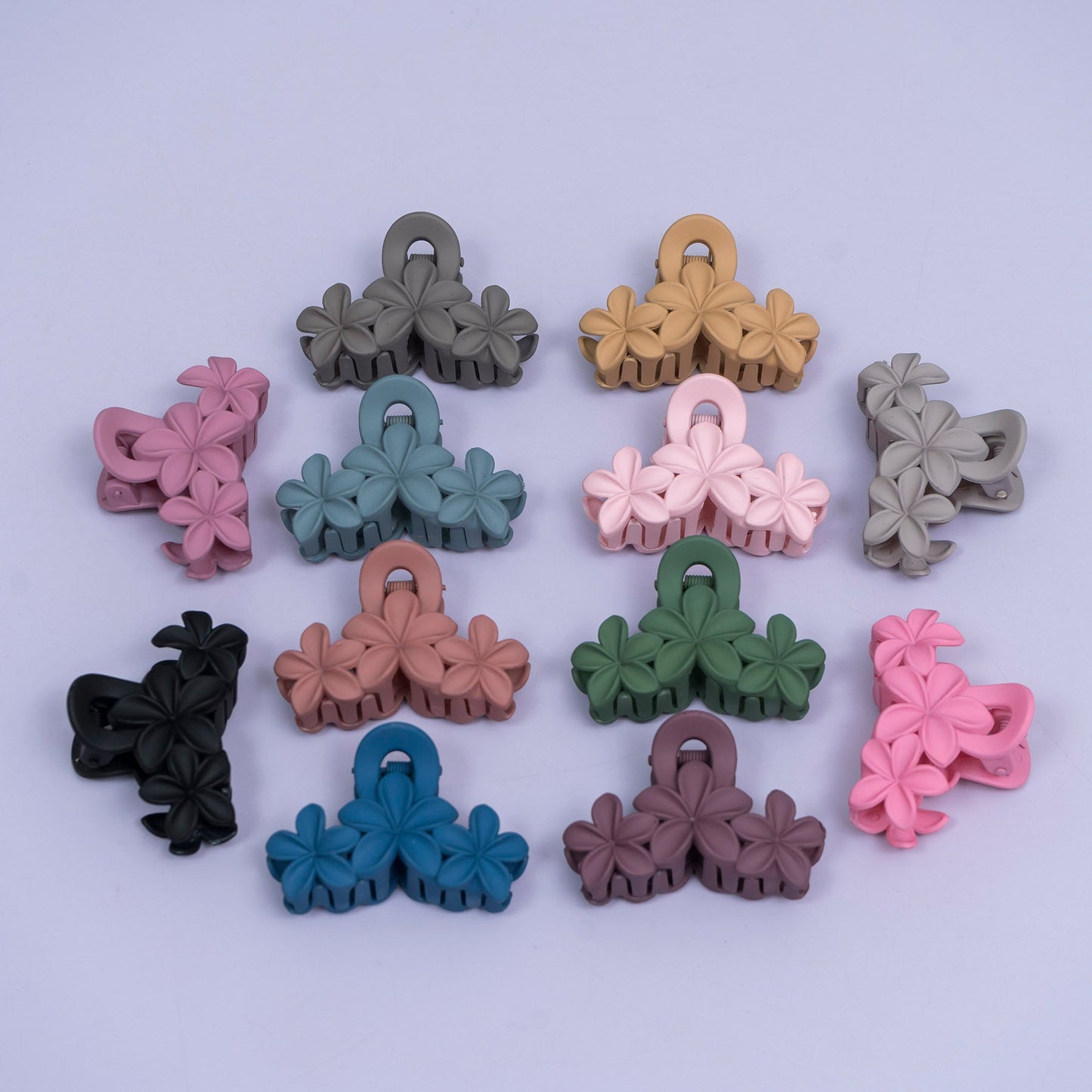 Matte Triple Flower Hair Claw (1Dz) - UBKWS2436