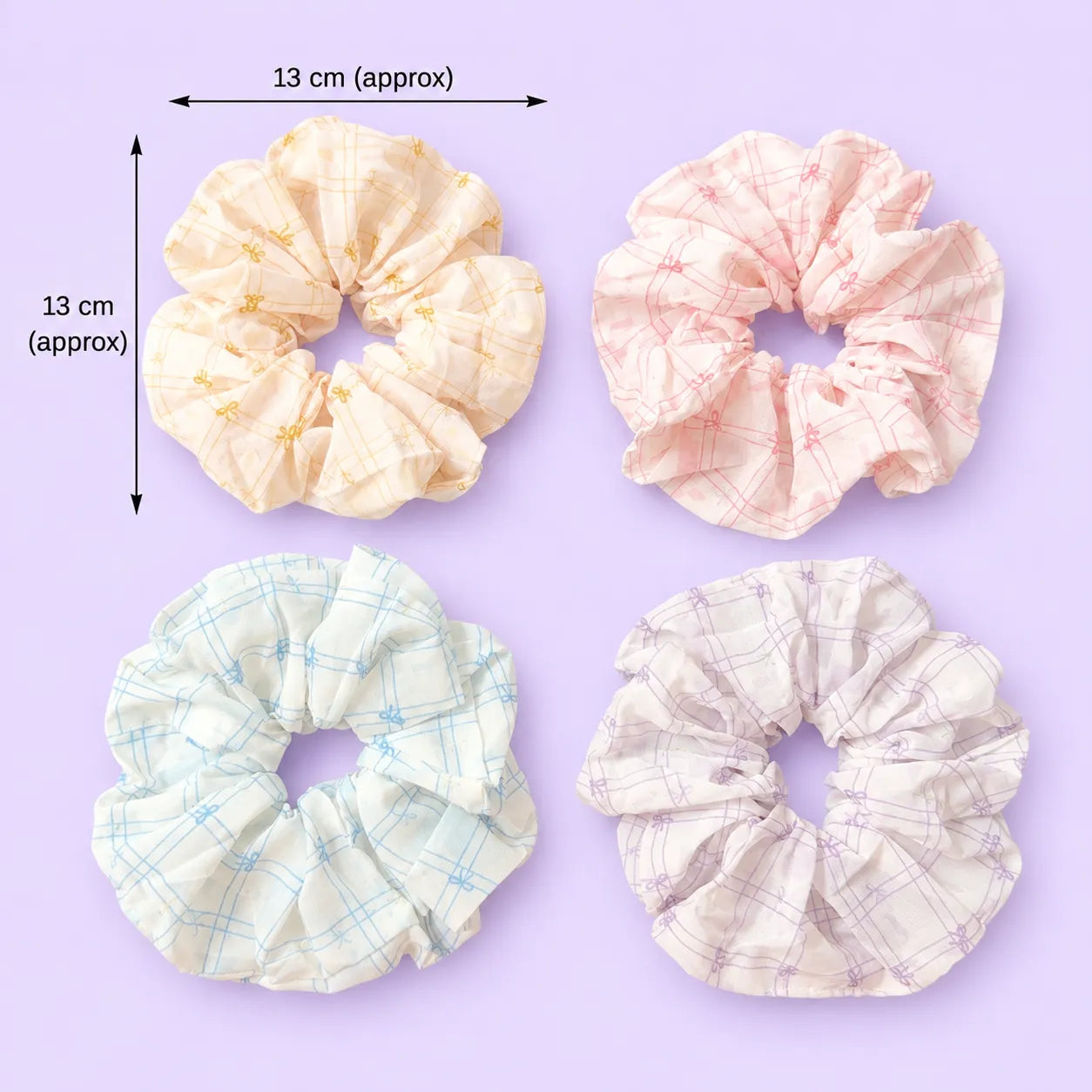 Korean printed hair scrunchies  (1Dz) - UBKWS4268