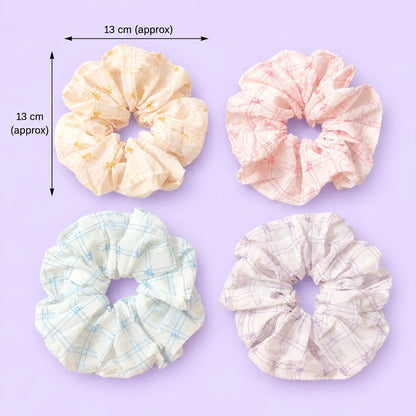 Korean printed hair scrunchies  (1Dz) - UBKWS4268