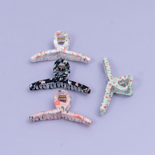 Floral Fabric Hair Claw (1Dz) - UBKWS2528