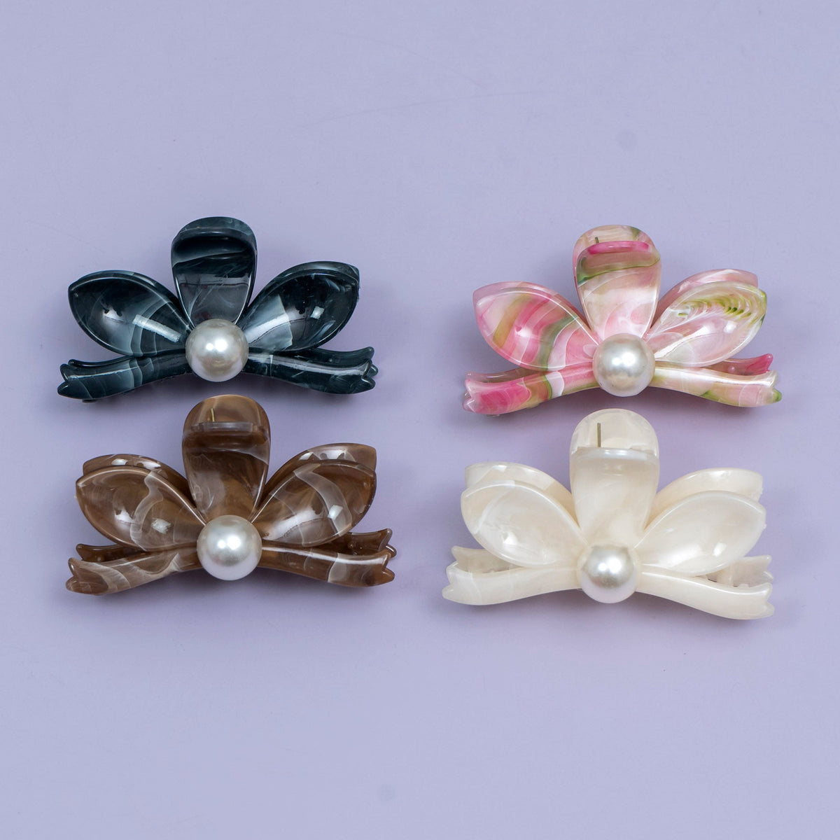 Marble Pearl Floral Hair Claw (1Dz) - UBKWS2444