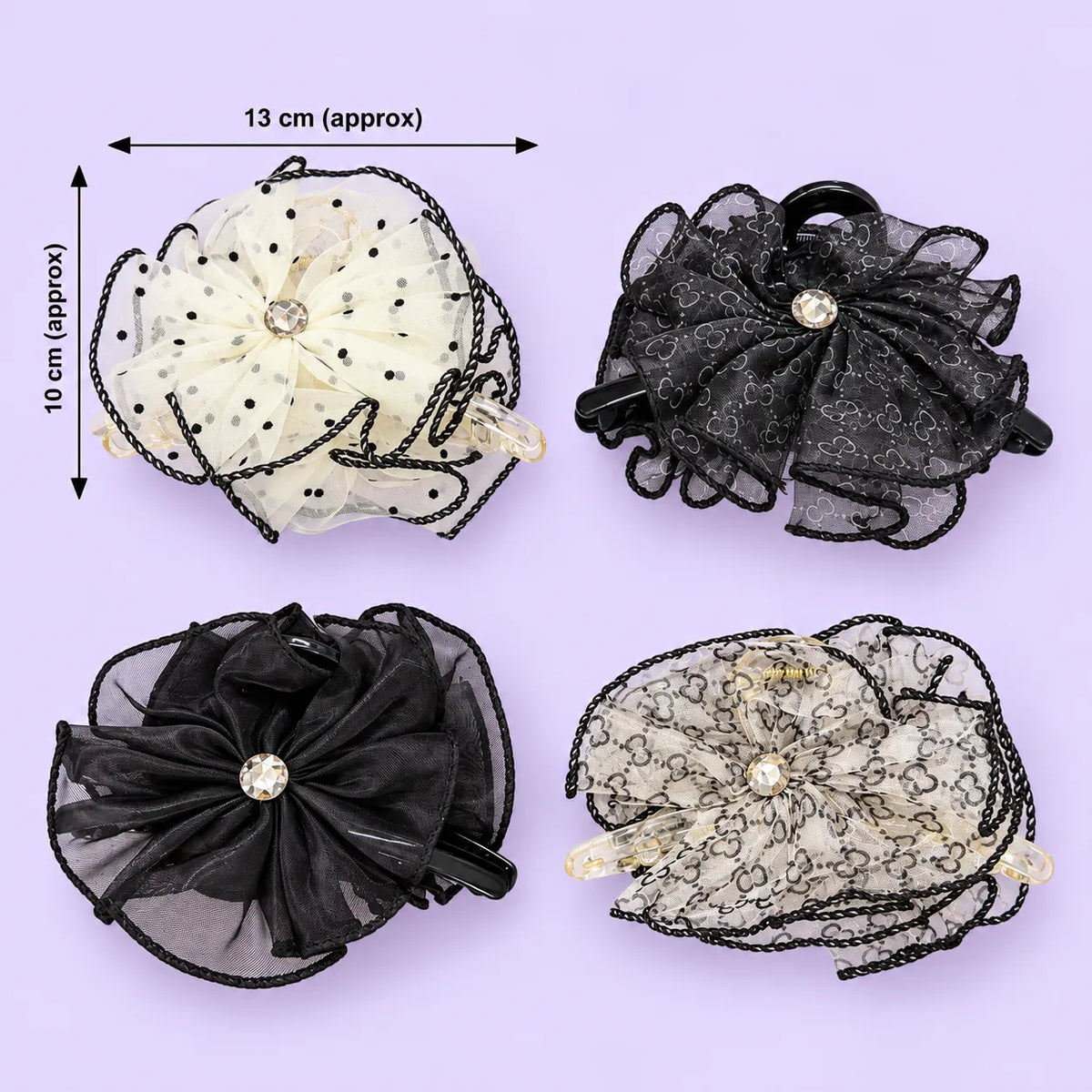 XL Organza Floral Hair Claw Clip (1Dz) – UBKWS4288