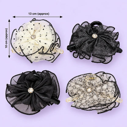 XL Organza Floral Hair Claw Clip (1Dz) – UBKWS4288
