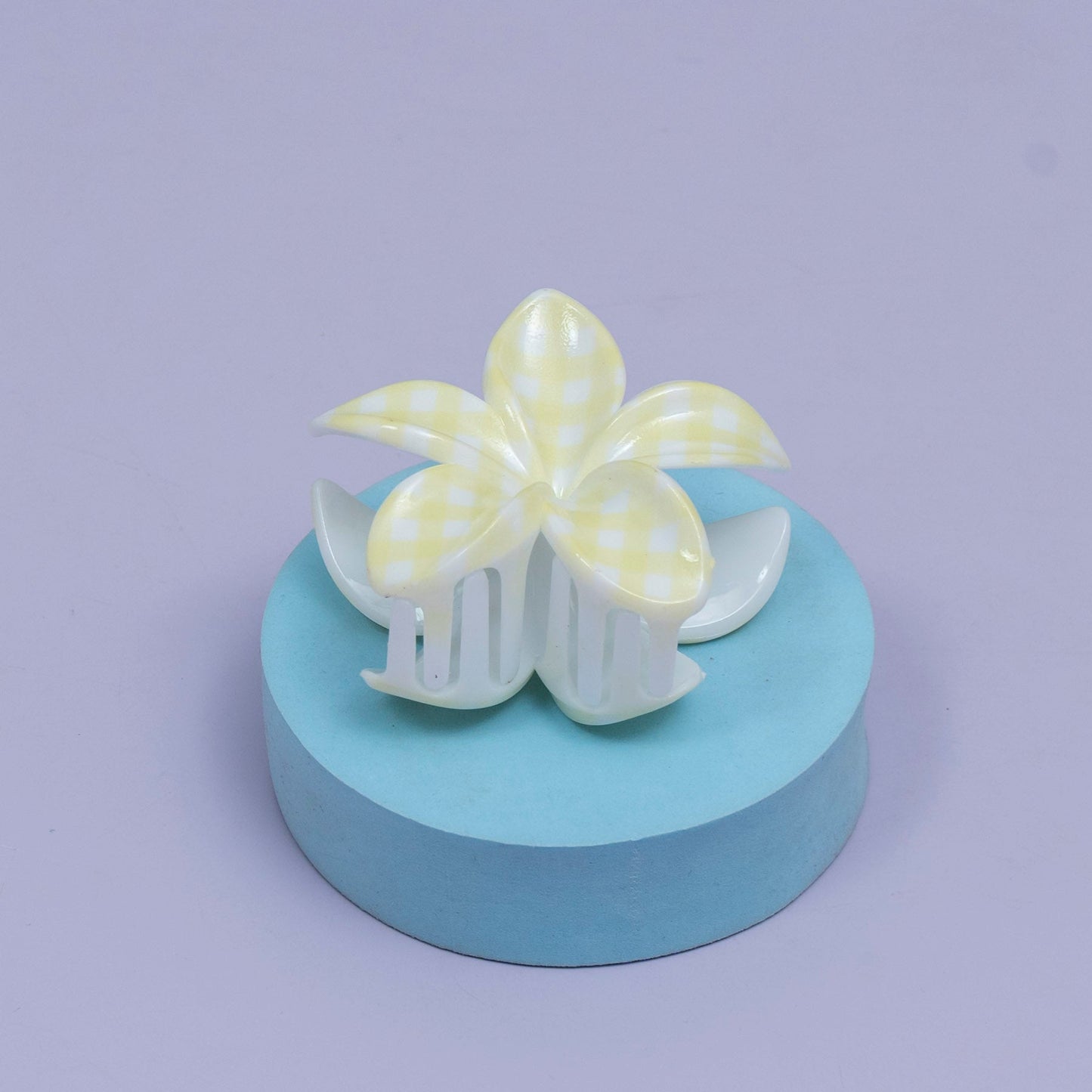 Glossy Gingham Floral Hair Claw (1Dz) - UBKWS2449