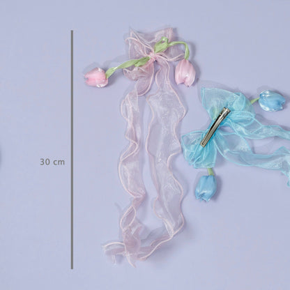 Tulip Ribbon Hair Clip (12Pcs) - UBKWS1219